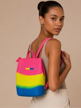 American Jewel Neon Rainbow Silicone Mini Waterproof Backpack Tote Bag Festival